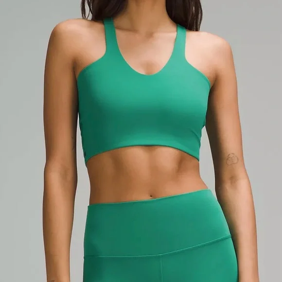 NWT Lululemon Bend This V and Racer Bra - Cascadia Green - Picture 2 of 7